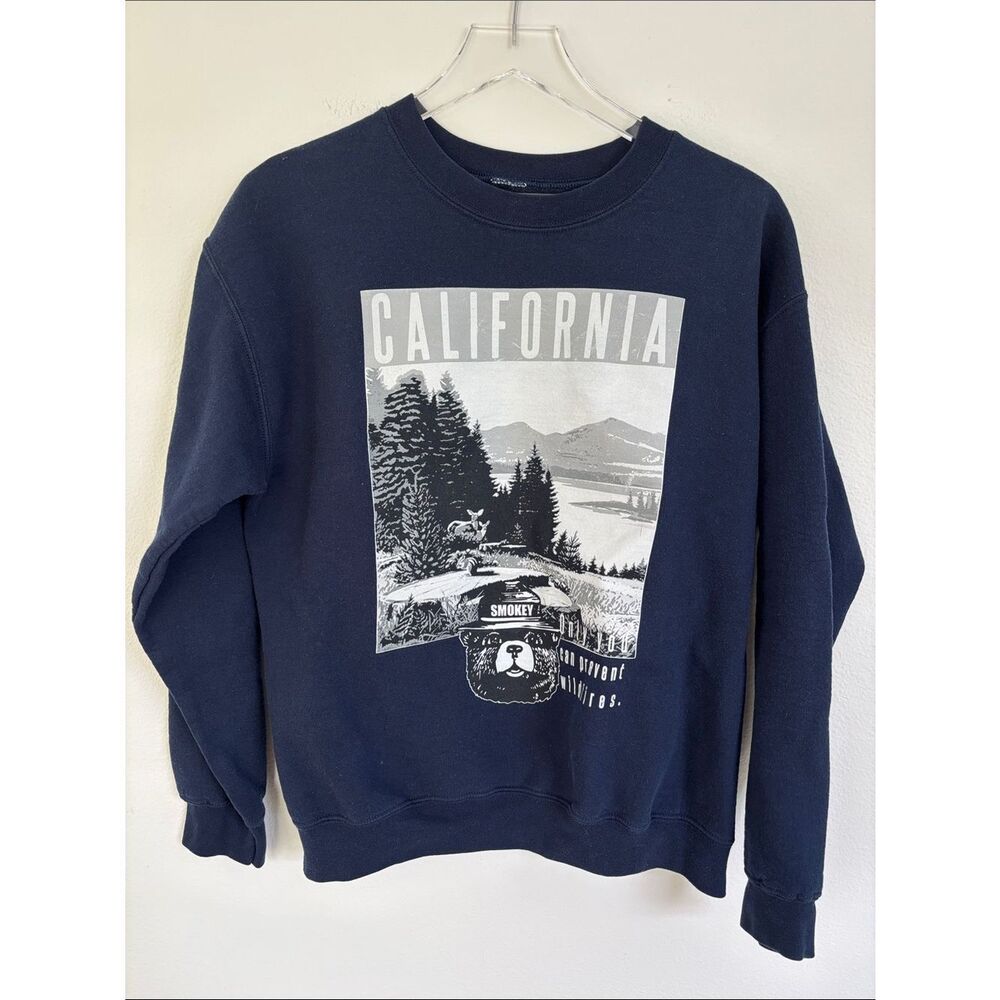 Smokey The Bear California Navy Blue Pullover Sweatshirt Size Medium
